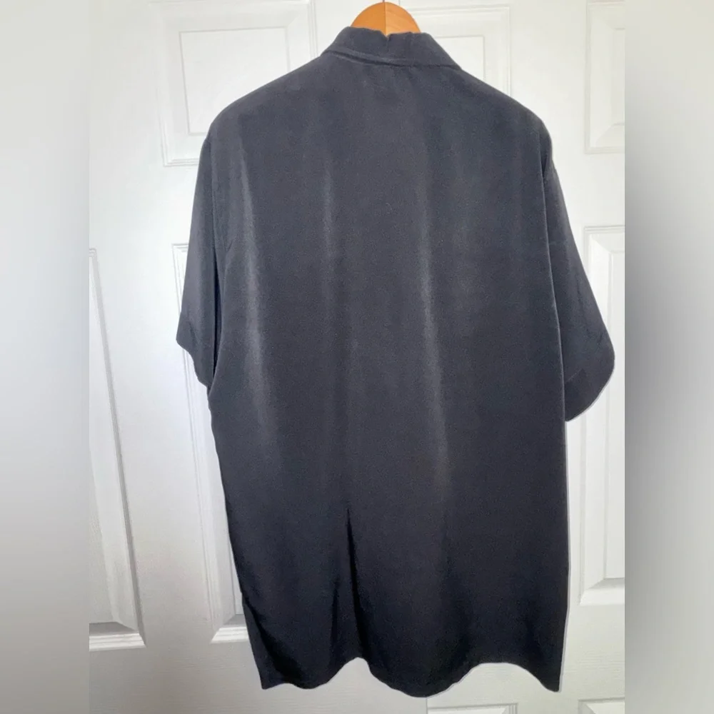 Versace Intensive Black Silk Jacquard Vintage Shirt Medusa Buttons Size 1X Y2K - Picture 10 of 14